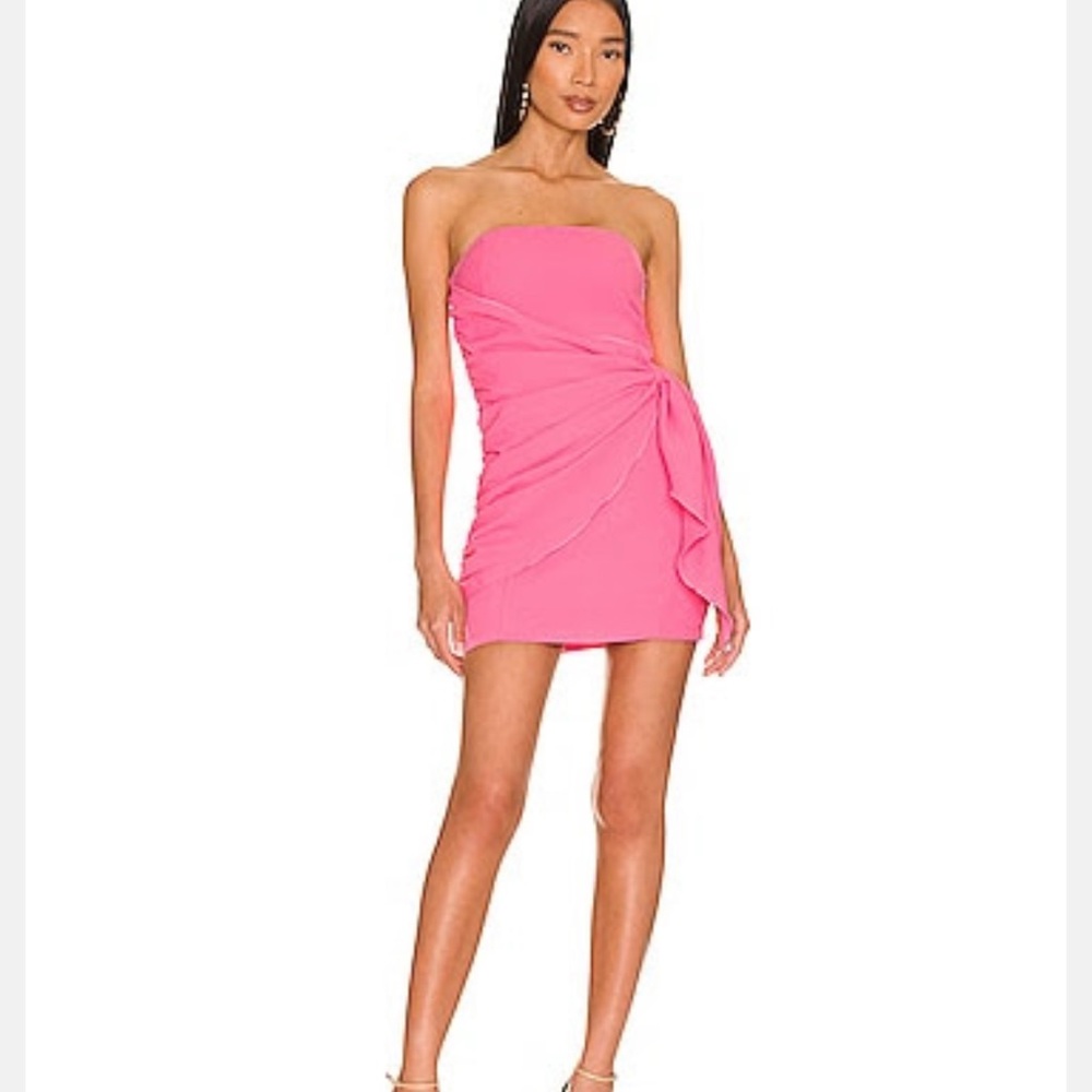 Superdown Pink Draped Strapless Dress
